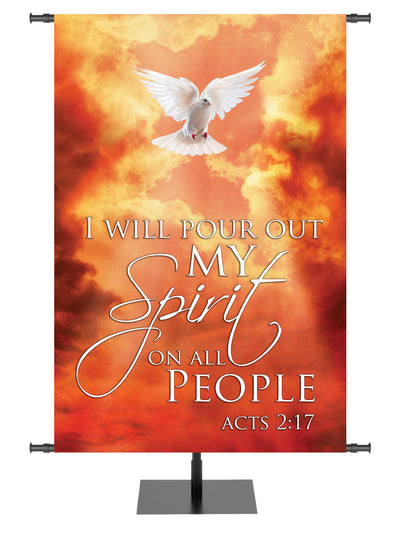 Red Clouds Pour Out My Spirit Pentecost Banner