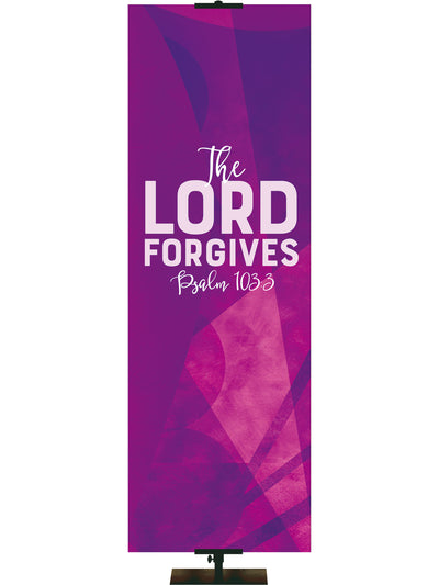 Promises of God The Lord Forgives Psalm 103:3 available in vibrant Green, Purple, Teal or Yellow