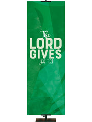 Promises of God The Lord Gives Job 1:21 available in vibrant Green, Purple, Teal or Yellow