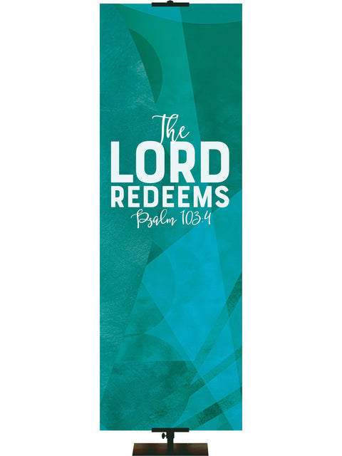 Promises of God The Lord Redeems Psalm 103:4 available in vibrant Green, Purple, Teal or Yellow