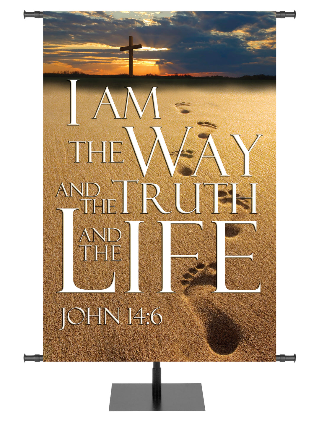 Path to Grace I Am the Way, the Truth Foot Prints Design - Easter Banners - PraiseBanners
