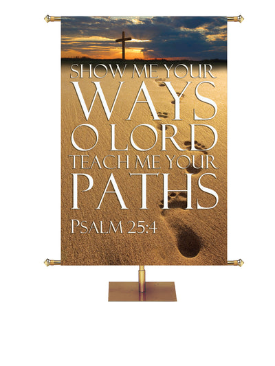 Path to Grace Show Me Your Ways O Lord Foot Prints Design - Easter Banners - PraiseBanners