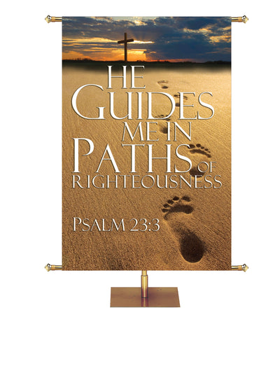 Path to Grace He Guides Me in Paths of Righteousness Foot Prints Design - Easter Banners - PraiseBanners
