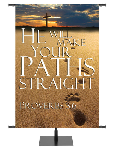 Path to Grace He Will Make Your Path Straight Foot Prints Design - Easter Banners - PraiseBanners