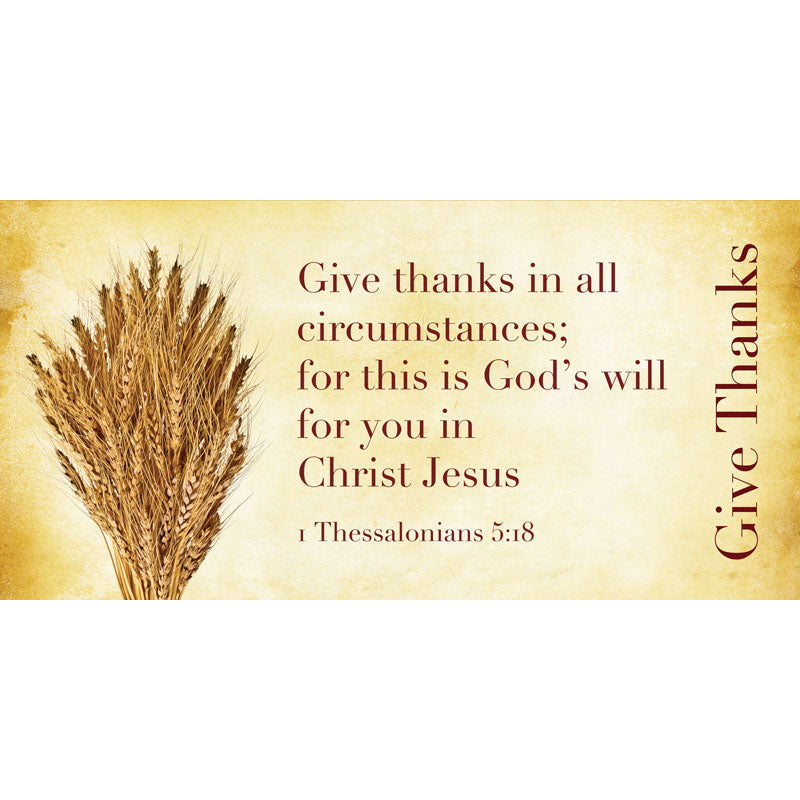 Give Thanks with Wheat Sheaves Horizontal Banners for Fall and Thanksgiving