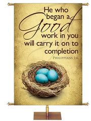 Renewal in Spring He Who Began a Good Work Yellow - Year Round Banners - PraiseBanners