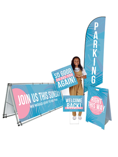 Outdoor Radiant Rays Design Banner and Sign Bundle