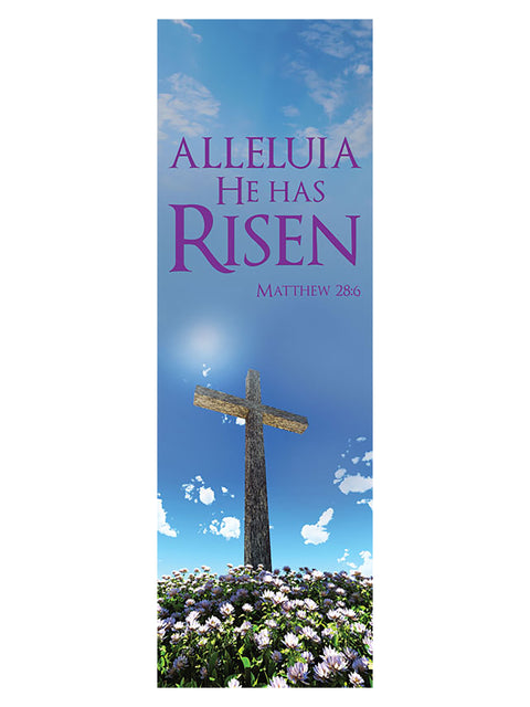 Scripture Wall Hanging Alleluia He Has Risen Contemporary Easter - Home Worship Banners - PraiseBanners