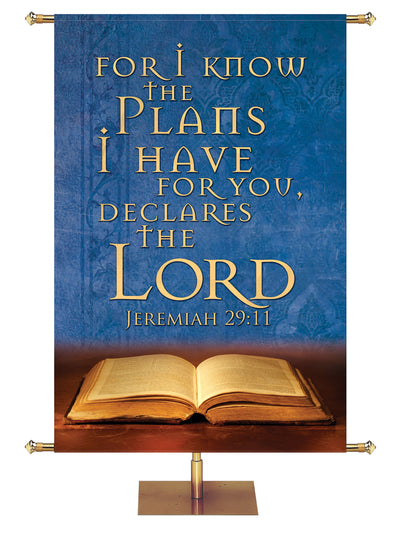 For I Know the Plans Scriptures for Life Banner in 6 Color Options