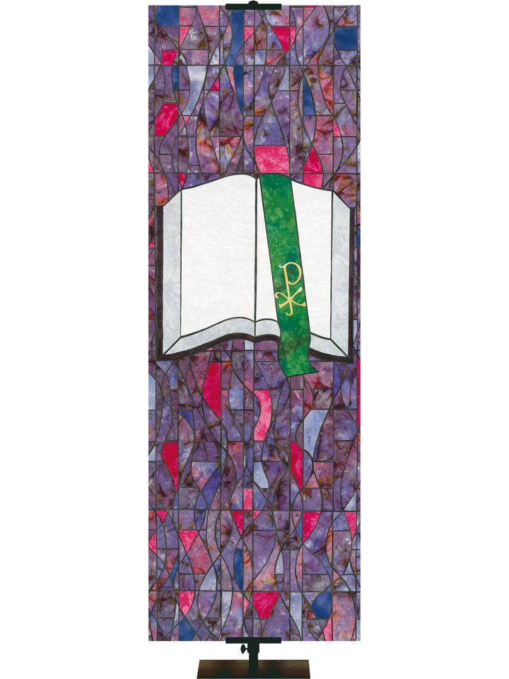Stained Glass Symbols of Faith Bible - Liturgical Banners - PraiseBanners