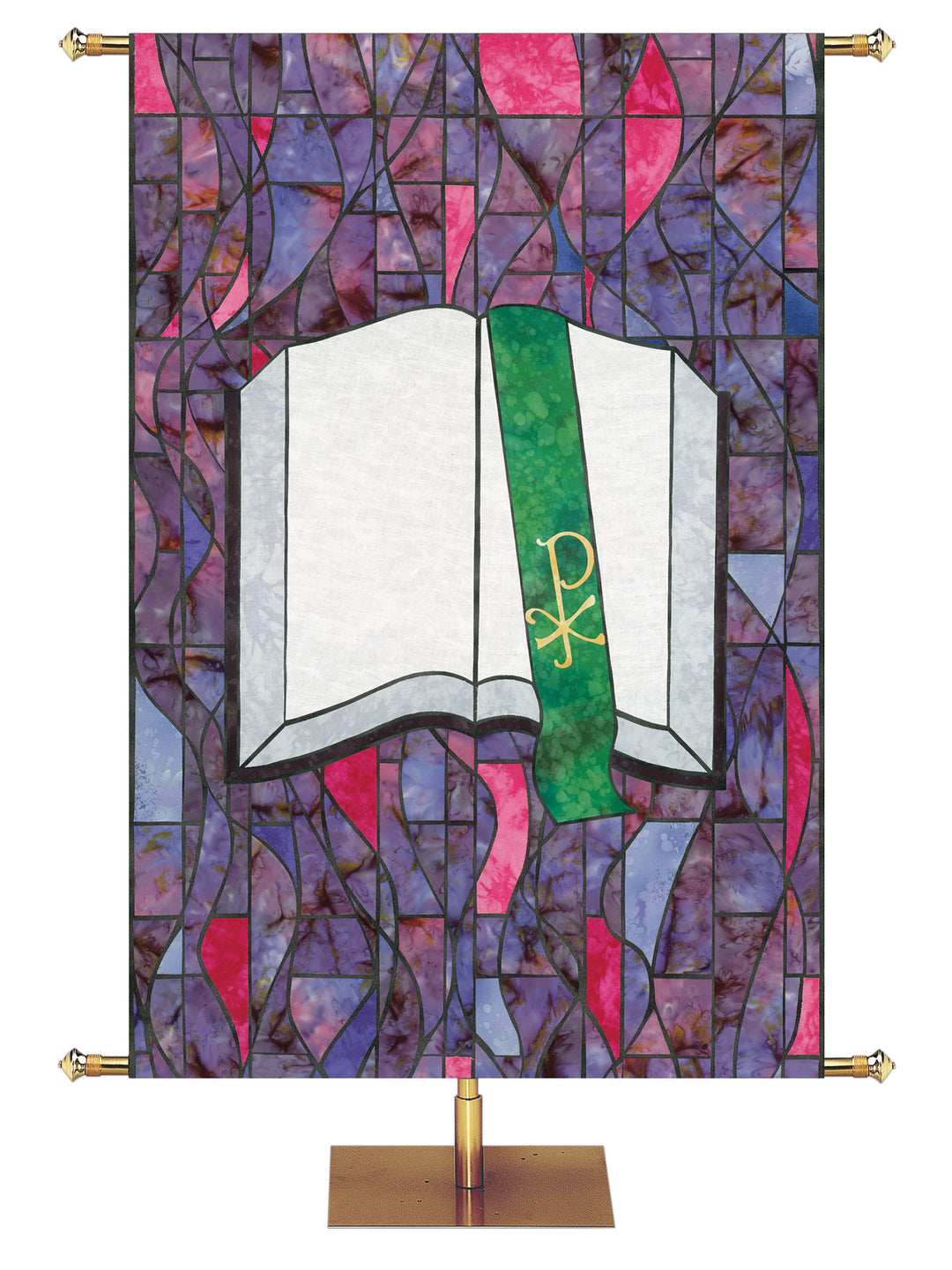 Bible Stained Glass Symbols of Faith Banner