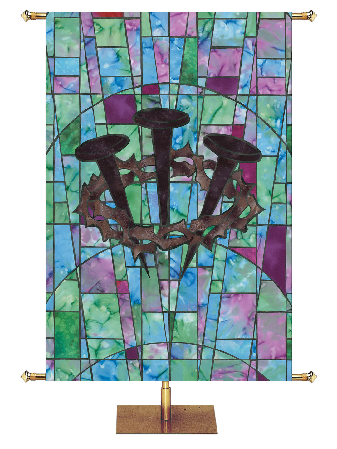 Crown of Thorns Stained Glass Symbols of Faith Banner