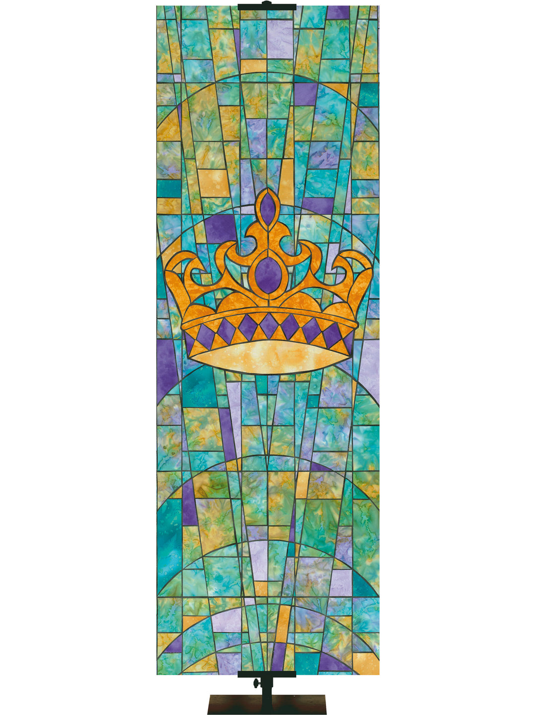 Stained Glass Symbols of Faith Crown - Liturgical Banners - PraiseBanners