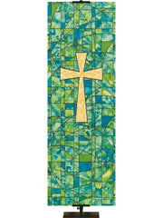 Stained Glass Symbols of Faith Cross - Liturgical Banners - PraiseBanners