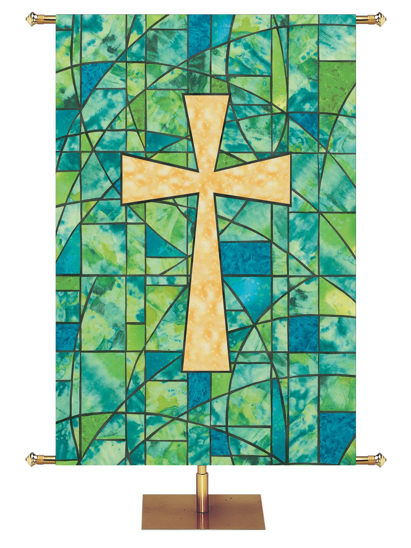 Cross Church Banner Stained Glass