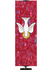Stained Glass Symbols of Faith Descending Dove - Liturgical Banners - PraiseBanners