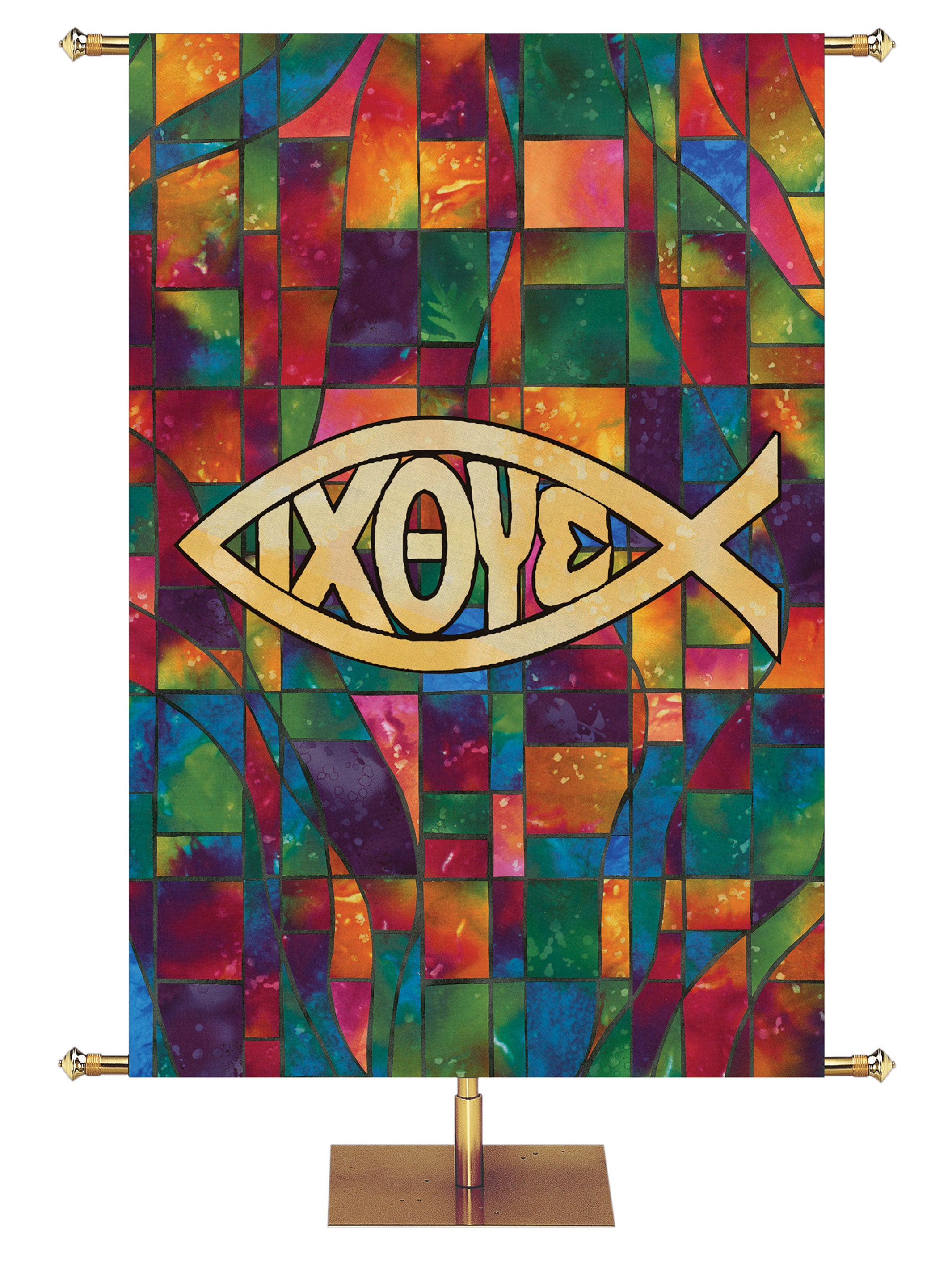 Fish Christian Banner | Stained Glass Church Banners