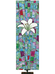 Stained Glass Symbols of Faith Lily - Liturgical Banners - PraiseBanners