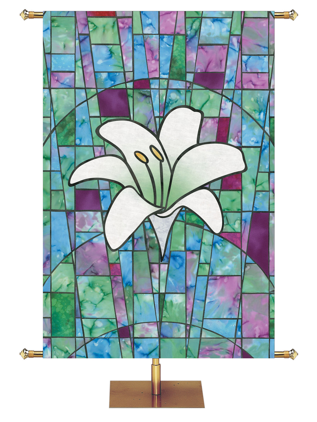 Lily Stained Glass Symbols of Faith Banner