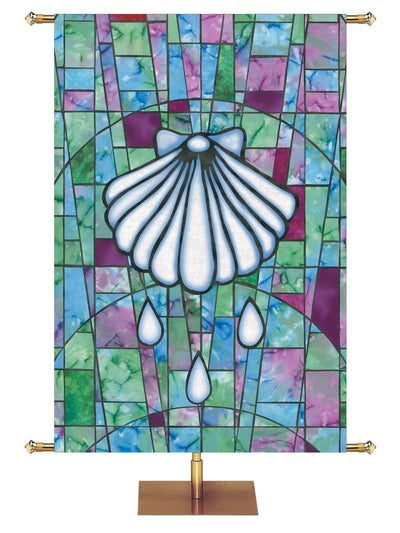 Baptism Shell Stained Glass Symbols of Faith Banner