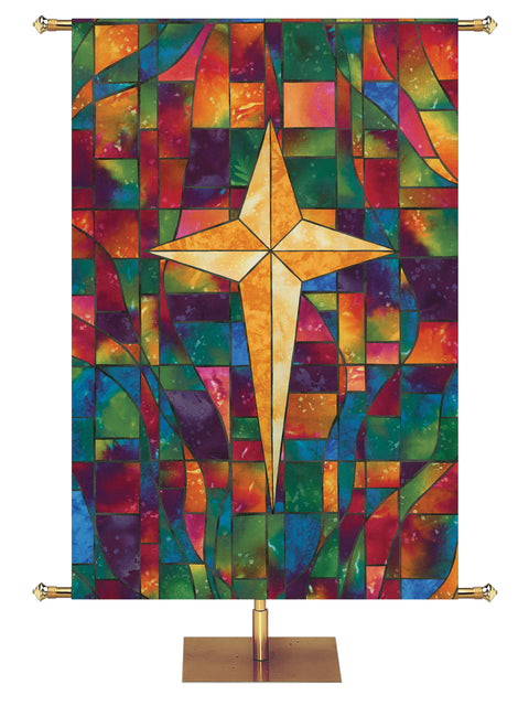 Star of Bethlehem Stained Glass Symbols of Faith Banner