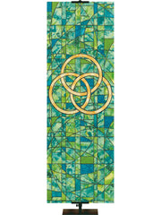 Stained Glass Symbols of Faith Trinity - Liturgical Banners - PraiseBanners