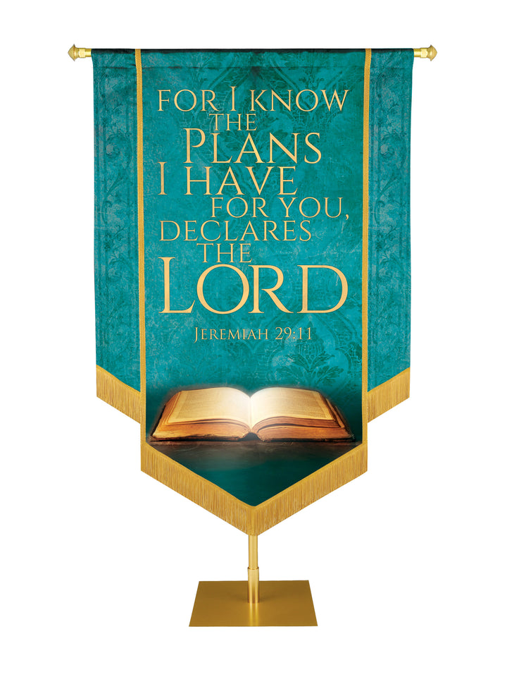 Holy Scriptures For I Know the Plans Embellished Banner - Handcrafted Banners - PraiseBanners