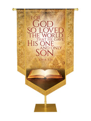 Holy Scriptures For God So Loved The World Embellished Banner - Handcrafted Banners - PraiseBanners