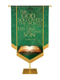 Holy Scriptures For God So Loved The World Embellished Banner - Handcrafted Banners - PraiseBanners