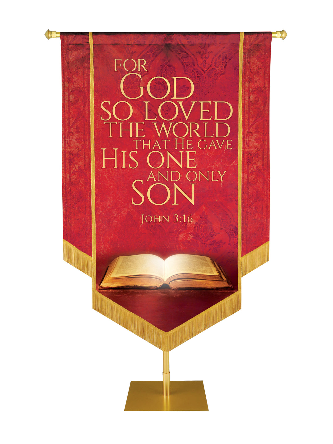 Holy Scriptures For God So Loved The World Embellished Banner - Handcrafted Banners - PraiseBanners