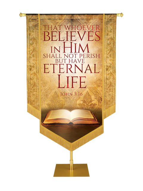 Holy Scriptures That Whoever Believes Embellished Banner - Handcrafted Banners - PraiseBanners