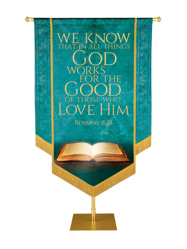 Holy Scriptures God Works for the Good Embellished Banner