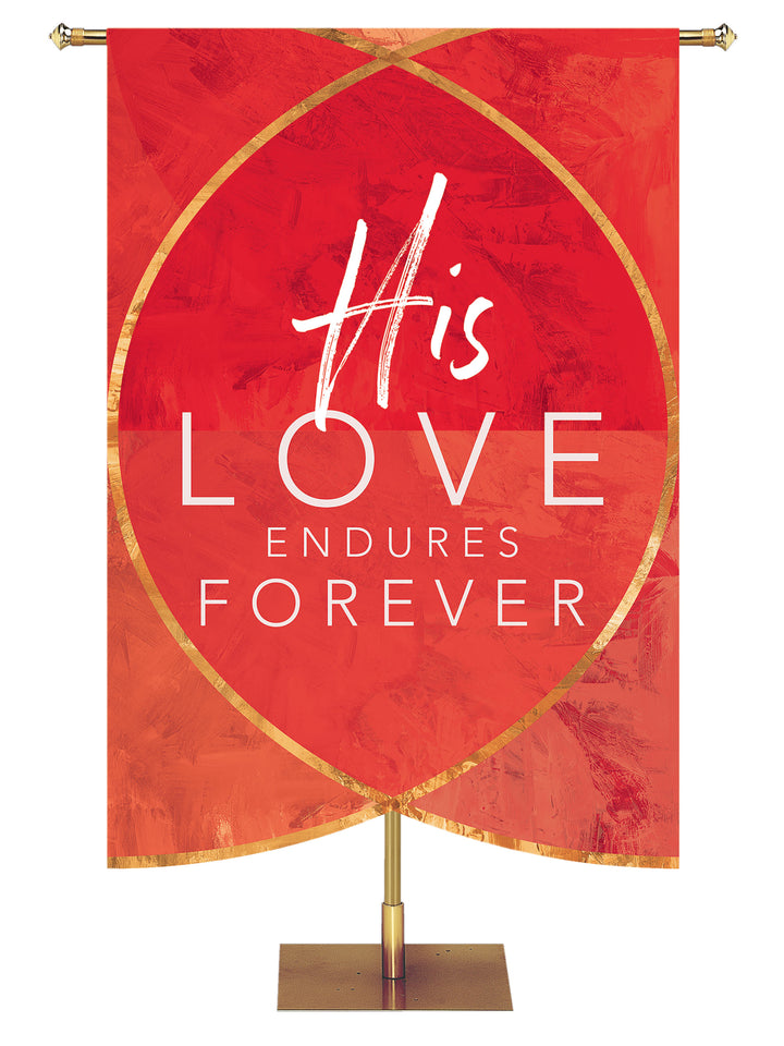 Scripture Silhouettes His Love Endures - Year Round Banners - PraiseBanners