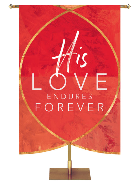 Scripture Silhouettes His Love Endures - Year Round Banners - PraiseBanners