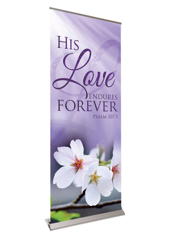 Retractable Banner with Stand Signs of Spring His Love Endures Forever