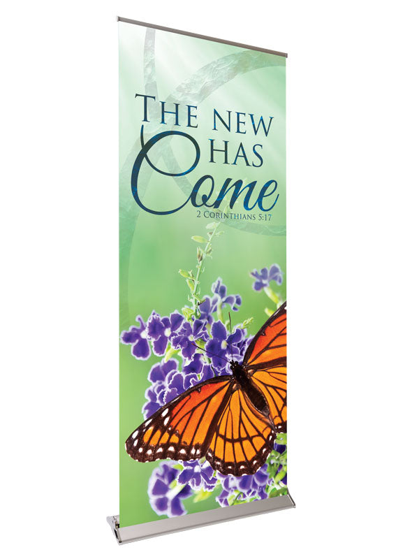 Retractable Banner with Stand Signs of Spring The New Has Come - Year Round Banners - PraiseBanners