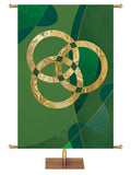 Symbols of Worship Trinity in Blue, Green, Purple and Red