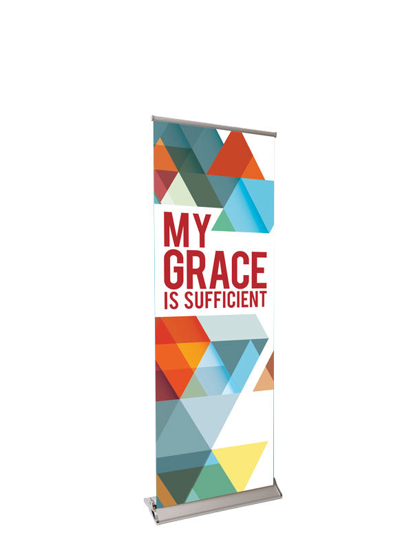 Retractable Banner with Stand The Dynamic Word My Grace is Sufficient - Year Round Banners - PraiseBanners