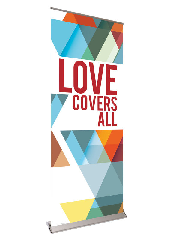 Retractable Banner with Stand The Dynamic Word Love Covers All