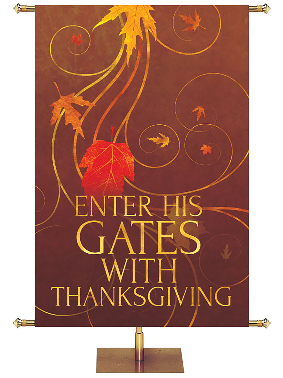 Enter His Gates With Thanksgiving Shimmering Autumn Banner