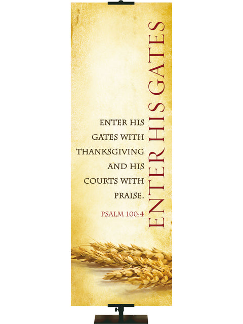 Classic Thanksgiving Enter His Gates - Fall Banners - PraiseBanners
