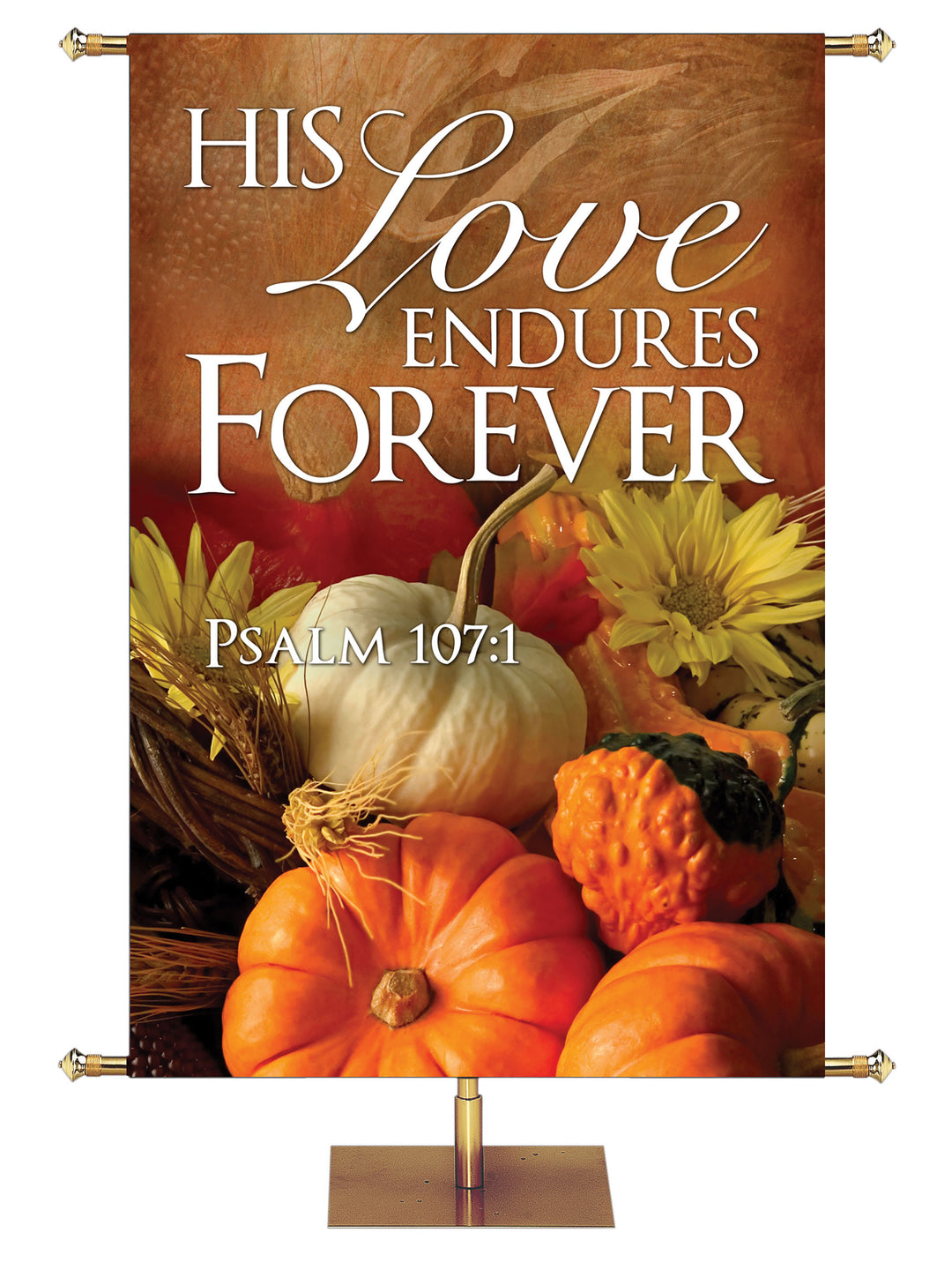 His Love Endures Pumpkin Design Contemporary Thanksgiving Banner