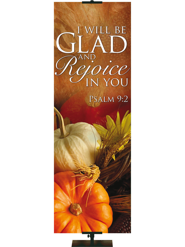 Contemporary Fall & Thanksgiving I Will Be Glad Design 3 Psalm 9:2 - Fall Banners - PraiseBanners