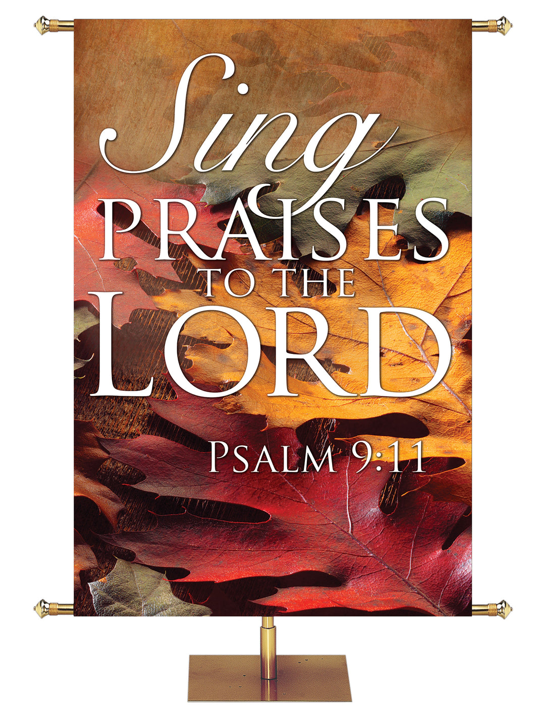 Sing Praises to the Lord Design 4 Psalm 9:11 Church Banner for Fall and Thanksgiving with Autumn leaves