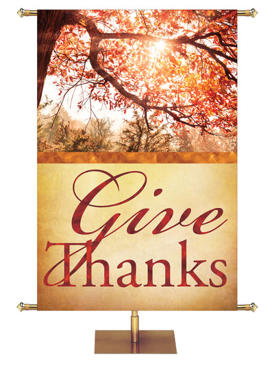 Give Thanks Shimmering Foil Fall Thanksgiving Banner