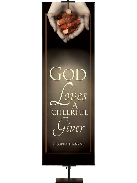 God Loves a Cheerful Giver Tithing and Giving Banner