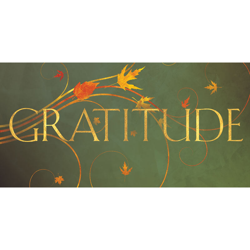 Gratitude with Whimsical Fall Leaves Faux Foil Horizontal Banners for Autumn and Thanksgiving