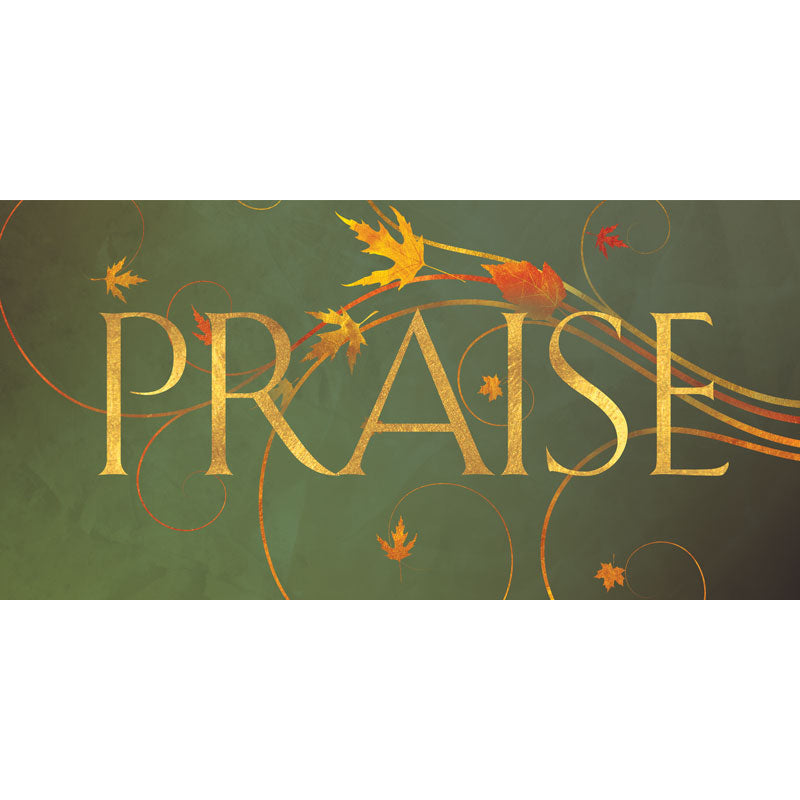 Praise with Whimsical Fall Leaves Faux Foil  Horizontal Banners for Autumn and Thanksgiving