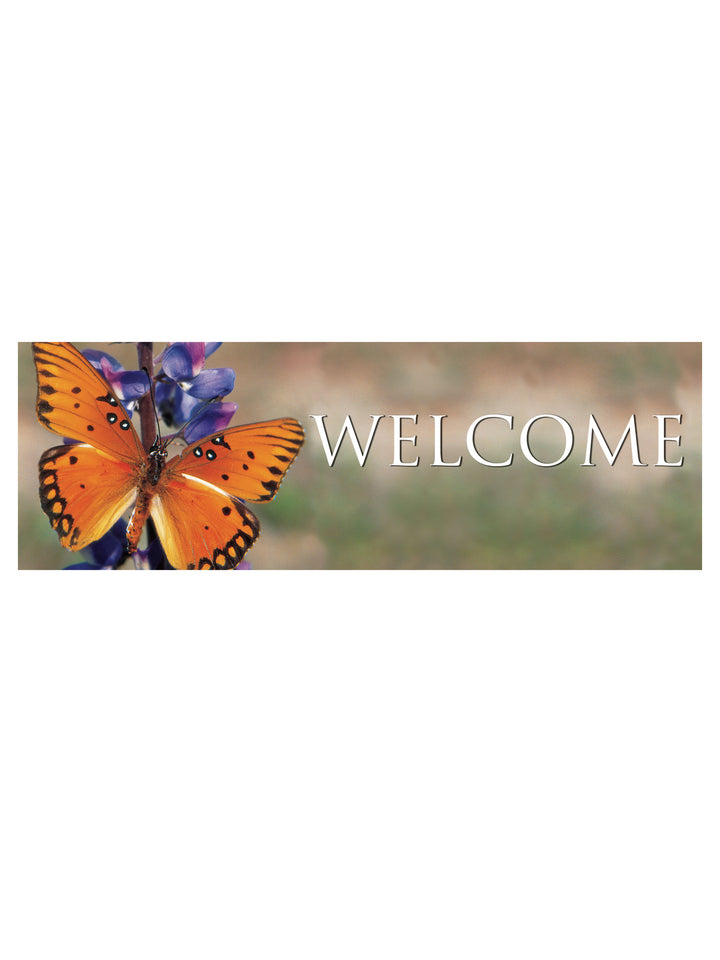 Stock Welcome Banner Butterfly