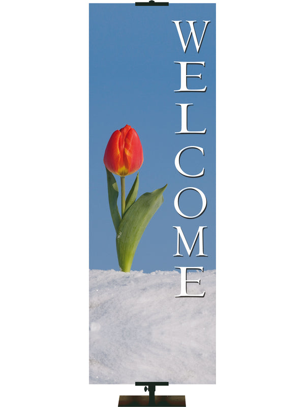 Custom Welcome Banner Tulip in Snow